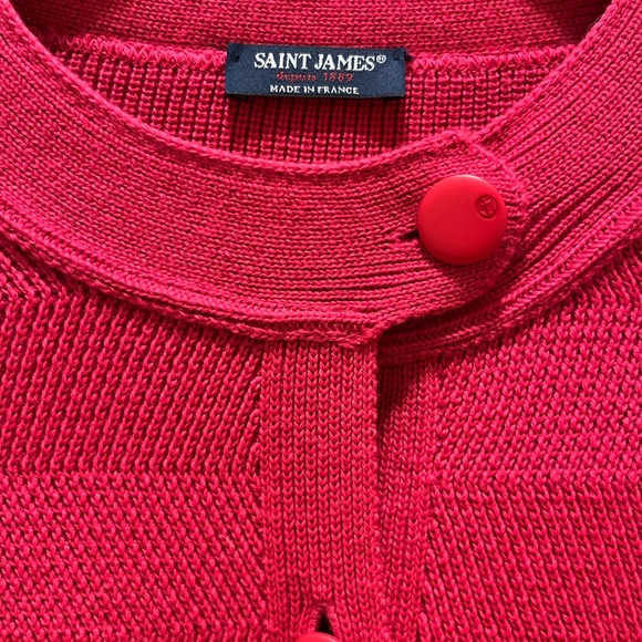 Saint James Pink Button Front Wool Blend Cardigan Nautical Sz 8 - Picture 4 of 14